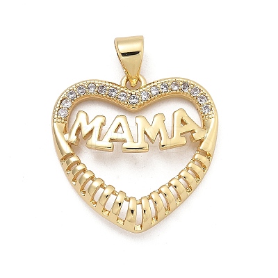 Mother's Day Brass Micro Pave Cubic Zirconia Pendants LS-KK-Q055-02B-G-1
