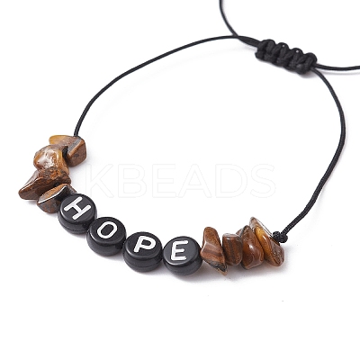 Natural Tiger Eye Chip Braided Bead Bracelets BJEW-JB09608-03-1