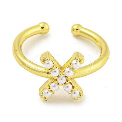 Rack Plating Brass Open Cuff Rings for Women RJEW-F162-01G-X-1