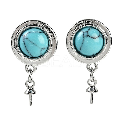 Synthetic Turquoise Stud Earring Findings KK-P283-04P-1