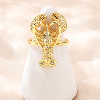 Brass Micro Pave Cubic Zirconia Cuff Rings RJEW-C145-01A-G-1