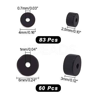143Pcs 2 Sizes Natural Black Onyx(Dyed & Heated) Beads G-AR0005-03-1