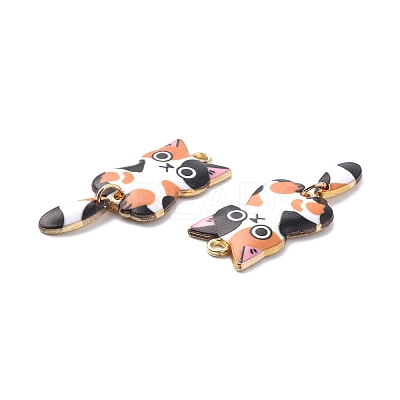 Light Gold Rack Plating Alloy Enamel Pendants X-ENAM-G210-01LG-1