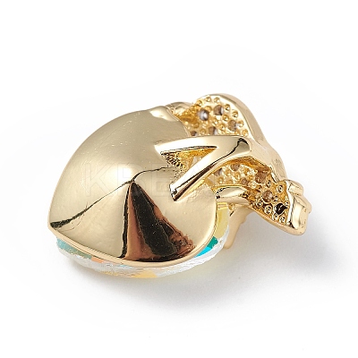 Real 18K Gold Plated Rack Plating Brass Micro Pave Clear Cubic Zirconia Pendants KK-C015-06G-05-1