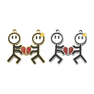 2 Pairs 2 Colors Valentine's Day 304 Stainless Steel Enamel Magnetic Pendants STAS-FS0002-08-1