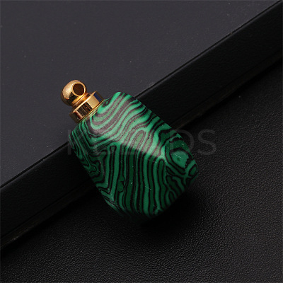 Synthetic Malachite Openable Perfume Bottle Pendants BOTT-PW0011-10D-1