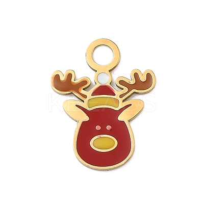 Christmas 304 Stainless Steel Enamel Pendants STAS-I356-02G-02-1