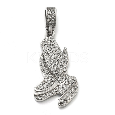 304 Stainless Steel Rhinestone Pendants STAS-V008-35P-1