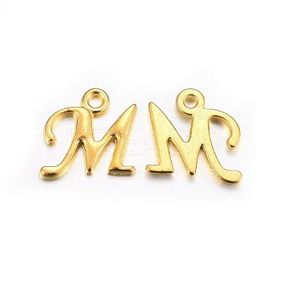 Golden Plated Alloy Letter Pendants LS-PALLOY-J718-01G-M-1