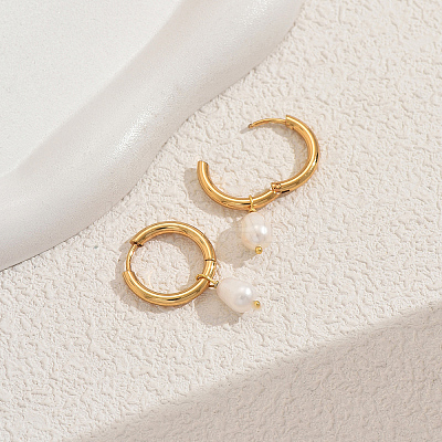 Stainless Steel Teardrop Hoop Earrings WK1749-1