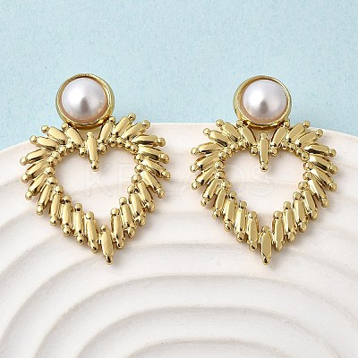 201 Stainless Steel ABS Plastic Pearl Stud Earrings EJEW-Z151-13G-02-1