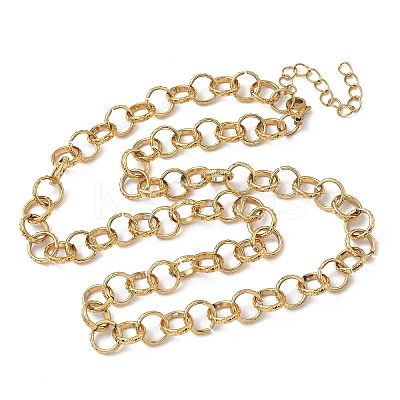 304 Stainless Steel Textured Rolo Chain Necklaces for Women NJEW-U050-01G-1