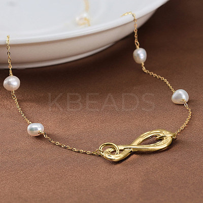 925 Sterling Silver with Natural Pearl Beads Necklaces NJEW-Z030-04G-1