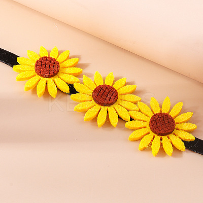 Felt 3 Sunflower Chokler Necklaces for Women FS-WG49D9B-01-1