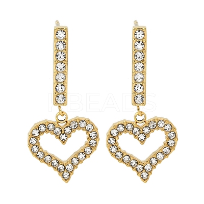 Ion Plating(IP) Stainless Steel Inlay Rhinestone Stud Earrings for Women EJEW-M024-05B-G-1