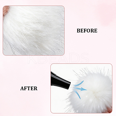 Handmade Faux Rabbit Fur Pom Pom Ball Covered Pendants WOVE-GF0001-03-1