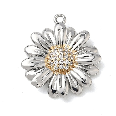 Brass Micro Pave Cubic Zirconia Pendants KK-P342-06G-1