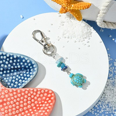 Sea Turtle Synthetic Turquoise Pendant Decorations HJEW-JM02142-01-1