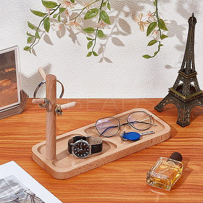 Wood Jewelry Tower Holder with Tray ODIS-WH0078-59-1