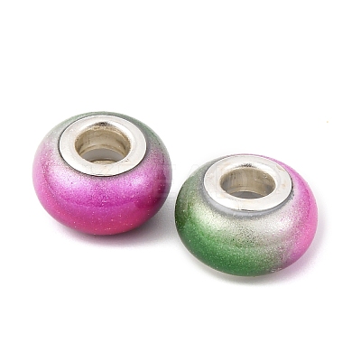 Two Tone Opaque Resin Rondelle European Beads RESI-Z046-02-1