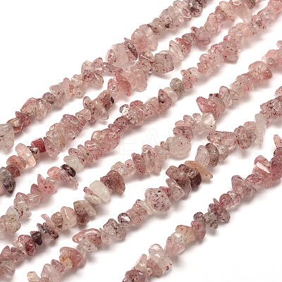 Natural Strawberry Quartz Chip Bead Strands X-G-M205-59-1