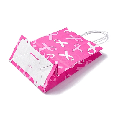 Awareness Ribbon Print Paper Packing Tote Bags LS-CARB-R001-01F-1