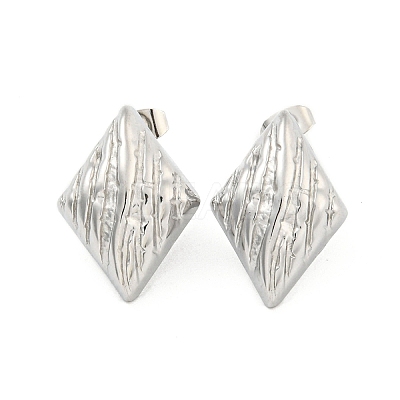 Non-Tarnish Rhombus 304 Stainless Steel Ear Studs EJEW-L290-008P-1