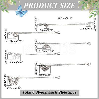 12Pcs 6 Style Alloy Curb Link Shoe Decoration Chain FIND-PHE00001-1
