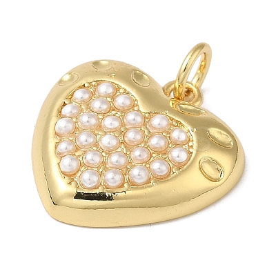 Rack Plating Brass with ABS Imitation Pearl Pendants KK-B092-15G-1