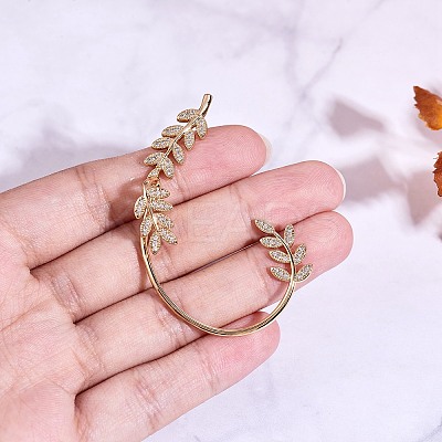 Clear Cubic Zirconia Leaf Wrapped Stud Earrings EJEW-SZ0001-82-1