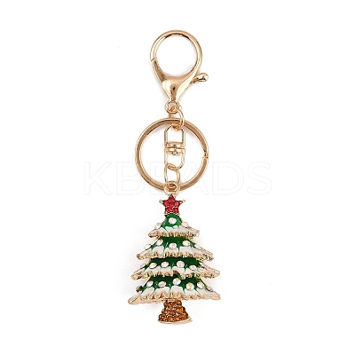 Christmas Tree Alloy Rhinestone Pendant Decoration Keychains LS-KEYC-B019-01-1