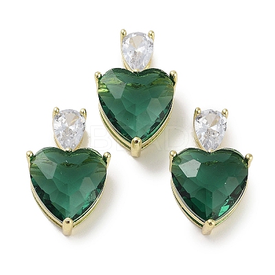 Real 18K Gold Plated Rack Plating Brass Micro Pave Cubic Zirconia Pendants KK-R161-04G-08-1