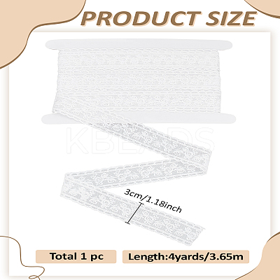 4 Yards Milk Fiber Embroidery Flower Lace Trim SRIB-LP0001-12B-1