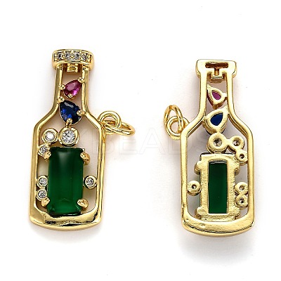 Brass Micro Pave Cubic Zirconia Pendants X-ZIRC-L100-045G-1