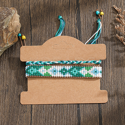 Bohemian Style Glass Seed Beads Handmade Bracelet Sets with Geometric Pattern FR9799-3-1