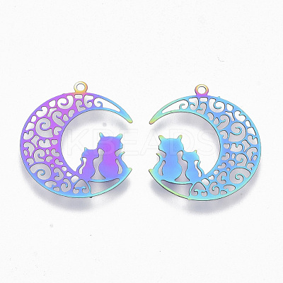 Ion Plating(IP) 201 Stainless Steel Kitten Pendants STAS-R102-02-1