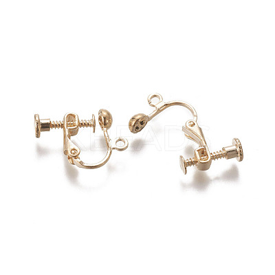 Rack Plated Brass Screw Clip-on Earring Findings KK-P169-04KCG-1