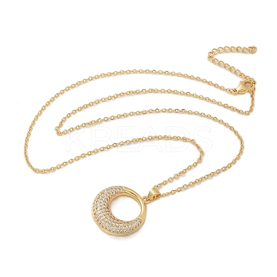 Brass Micro Pave Cubic Zirconia Pendant Necklaces for Women LS-NJEW-U020-01G-01-1
