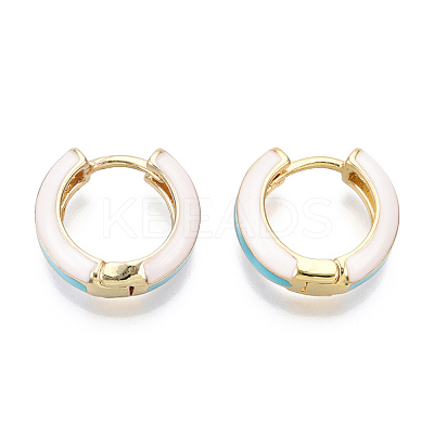 Brass Huggie Hoop Earrings EJEW-S209-07C-1