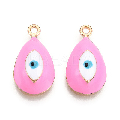 Rack Plating Light Gold Tone Alloy Enamel Pendants PALLOY-T077-230G-1