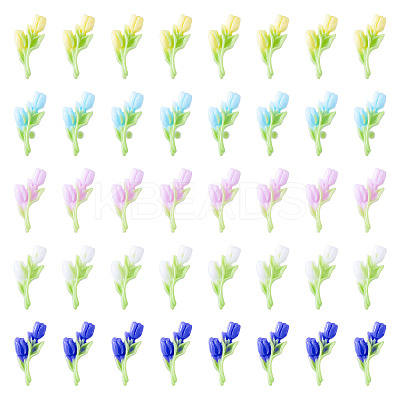 100Pcs 5 Colors Luminous & Two Tone Resin Decoden Cabochons RESI-TA0003-90-1