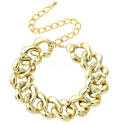 1Pc Aluminum Chunky Cuban Link Chain Choker Necklaces for Women NJEW-SP0001-11LG-1