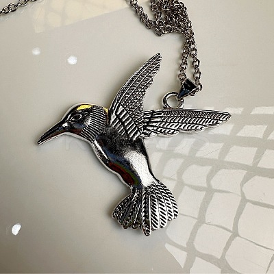 Vintage Alloy Flying Bird Pendant Necklaces for Men Women SG2884-1