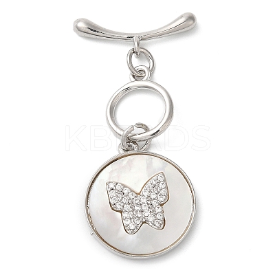Brass Micro Pave Clear Cubic Zirconia Toggle Clasps KK-N254-92P-1
