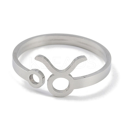 Non-Tarnish Constellations 304 Stainless Steel Open Cuff Ring for Women RJEW-L122-001P-06-1