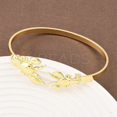 Marine Organism Brass Cuff Bangles for Women BJEW-D368-03G-G-1