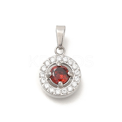 304 Stainless Steel Micro Pave Cubic Zirconia Pendants STAS-H228-03P-06-1