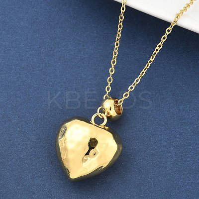 201 Stainless Steel Textured Love Heart Pendant Necklaces for Women NJEW-Z069-01G-03-1