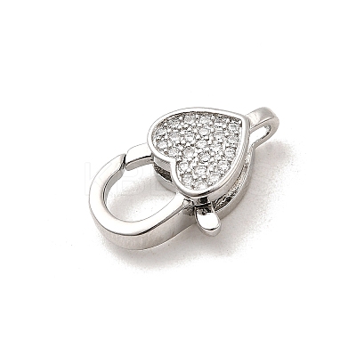 Brass Micro Pave Clear Cubic Zirconia Lobster Claw Clasps KK-A266-24F-P-1