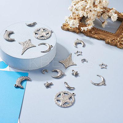 18Pcs 9 Styles 304 Stainless Steel Pendants STAS-TA0001-84-1
